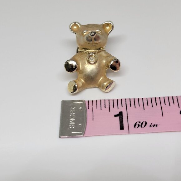 Vintage Set of 2 Bears One Brooch One Pendant Charm Gold Tone 1 1/2 Inch High - Picture 6 of 9